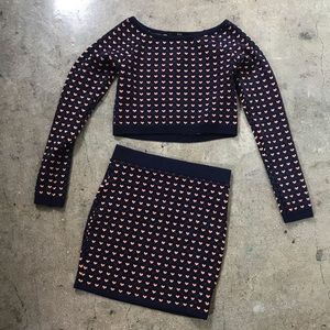 Heart Patterned Two-Piece Set